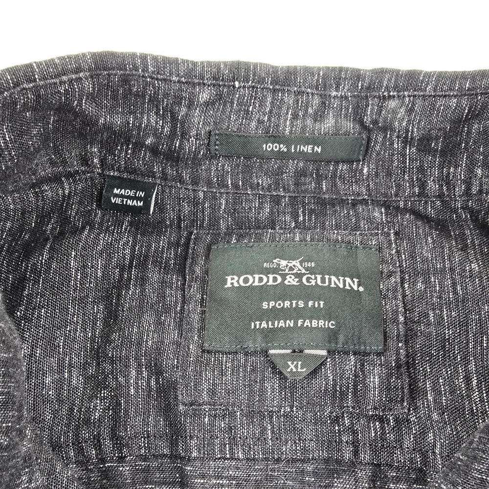 Rodd & Gunn Men's Black Linen Short Sleeve Button-Up Shirt XL - Picture 4 of 7